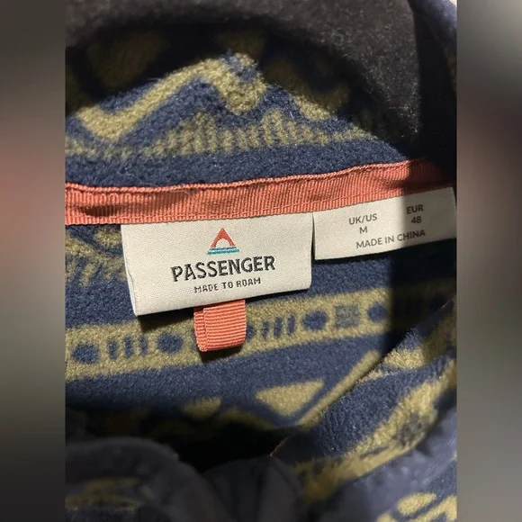 Passenger Men’s Set Off Polar 1/4 Zip Fleece in Mountain Geo Khaki , size M - Picture 12 of 13